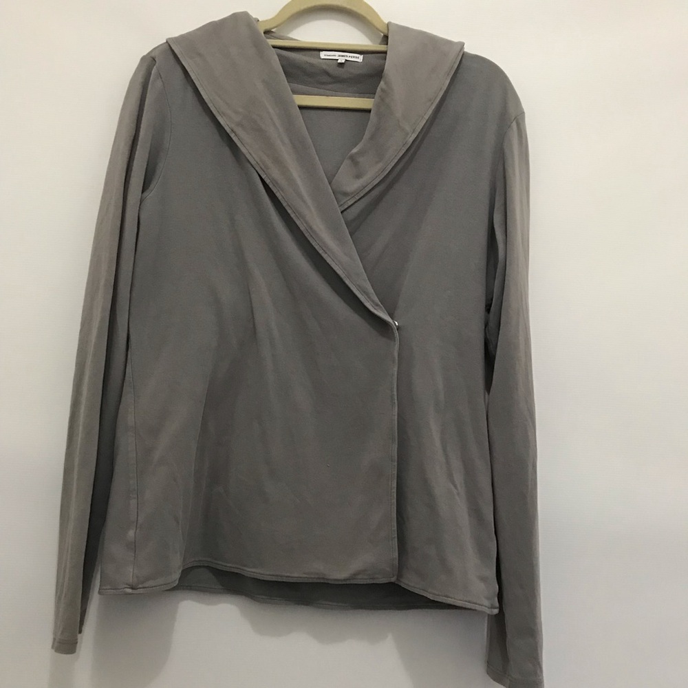 James Perse Light Gray Hooded Wrap Jacket Size 4